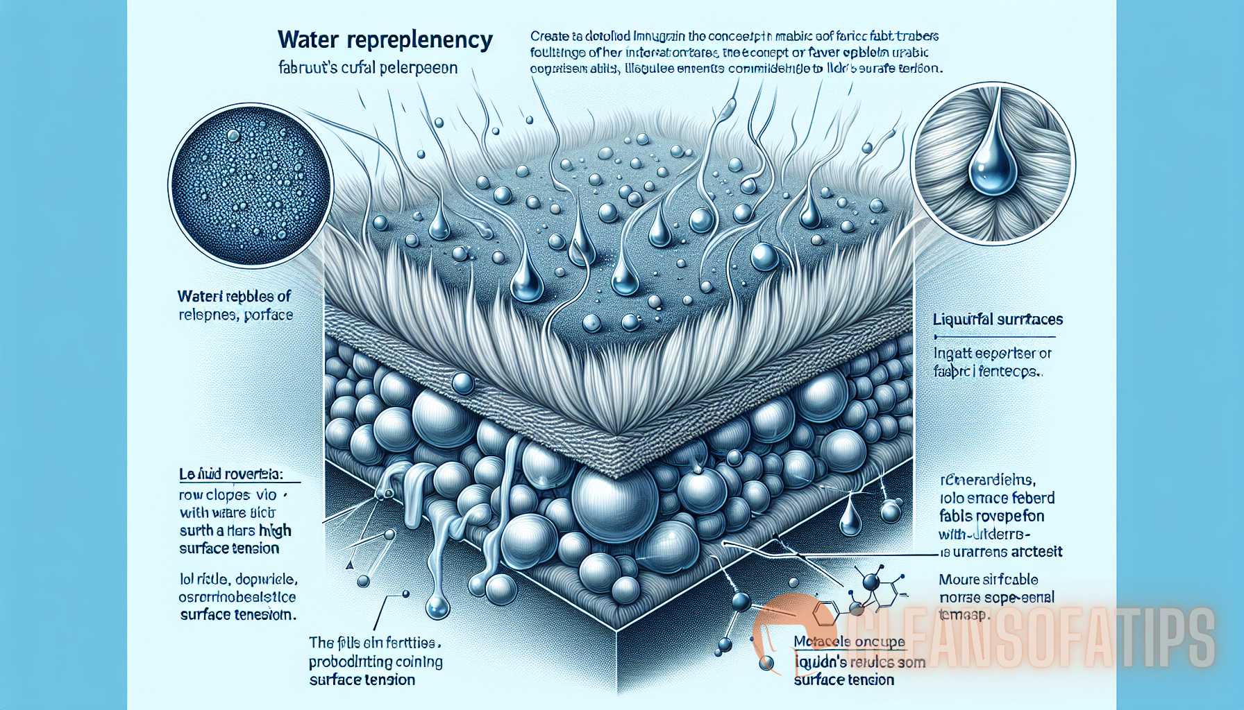 Illustration for section: How Does Water Repellency Work? The water-repellency of a fabric is determined by its surface tensio - water repellency